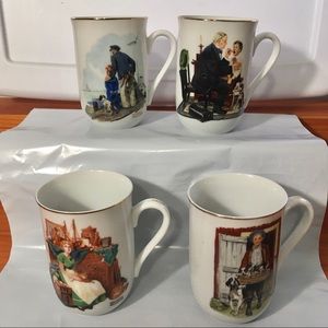 4 Norman Rockwell Americana Cups